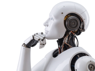 blue robot with a gun