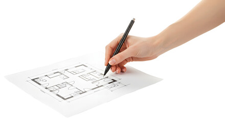 Drawing a Floor Plan by Hand with Pen for Architecture Design