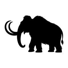 Mammoth Silhouette Vector Illustration , Animal Silhouette Element