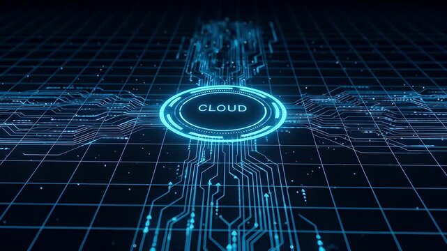 Cloud Computing Futuristic Digital Circuit Board Animation