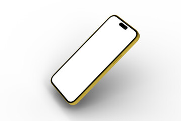 High-quality image of a yellow smartphone with a blank screen, perfect for app presentations or website mockups.