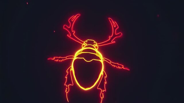 Neon glow beetle silhouette