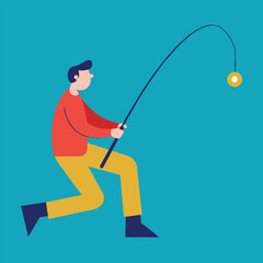 Man fishing with a rod by the water