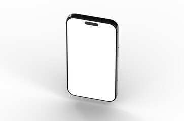 High-quality image of a black smartphone with a blank screen, perfect for app presentations or website mockups.  Clean and modern design.
