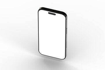 High-quality photo of a black smartphone with a blank screen, perfect for app presentations or website designs.
