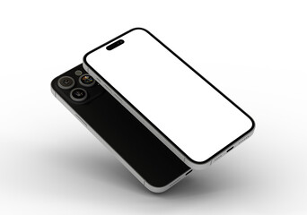 High-quality photo of a black smartphone mockup with a blank screen, ideal for app presentations or website designs.