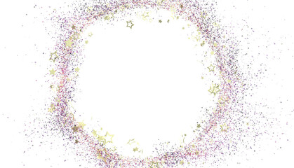 Sparkling glitter and stars frame. Perfect for festive designs, cards, and backgrounds.