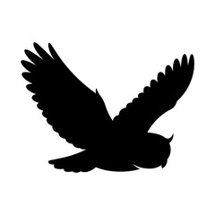 Owl Silhouette Vector Illustration , Transparent Background