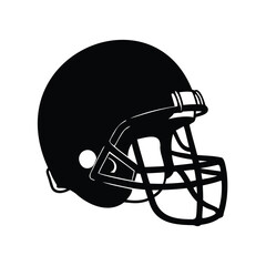 Fototapeta premium Detailed silhouette image of a black American football helmet isolated on white, football helmet silhouette vector illustration