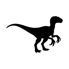 Velociraptor Silhouette Vector Illustration , Transparent Background