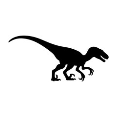 Velociraptor Silhouette Vector Illustration , Transparent Background