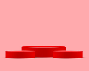 Pastel Red Cylinder Podium Stage Background