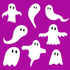 Set ghosts on purple canvas