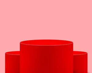 Glossy Red 3D Podium Platform Background