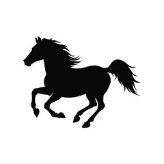 Black Horse Silhouette A Majestic and Powerful Gallop on White Background, horse galloping silhouette vector illustration