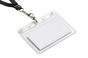 blank badge with a lanyard, ready for identification or personalization isolated on white background
