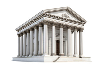 Obraz premium Classic Temple with majestic columns standing tall isolated on white background