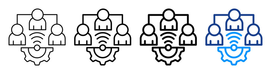 Fototapeta premium Remote Team Management Icon Different Style Outline Collection Set