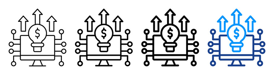 Business Technology Icon Different Style Outline Collection Set