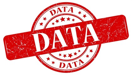 Red distressed stamp with "DATA" prominently displayed