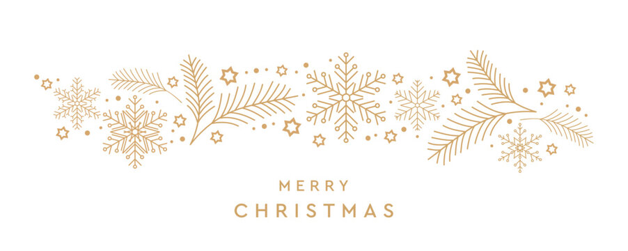 merry christmas greeting card with snowflake fir branches border vector illustration