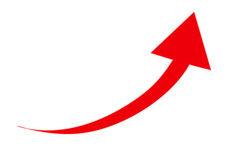 Red arrow pointing upwards on a transparent background, symbolizing growth and progress