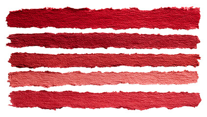 Red Paper Strip with Rough Ripped Border Isolated on Transparent Background, png