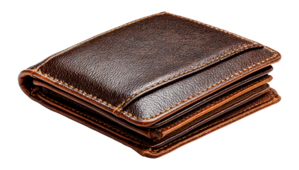 Classic Leather Wallet Isolated on Transparent Background, png