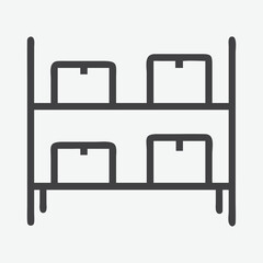 Modern Modular Shelving Icon in Minimalist Line Art Style
