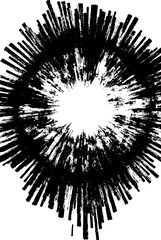 Obraz premium High contrast black and white stencil art with radial burst design for posters and cards