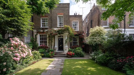 A charming Georgian townhouse in the heart of London, with unique architectural features and a well-maintained garden.