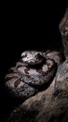 Fototapeta premium sophisticated snake illustration with attentive stare balanced on arboreal twig 