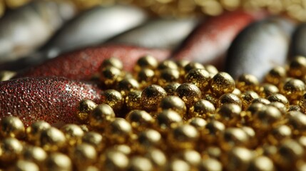 Golden beads closeup macro styled luxury product photography concept jewelry design inspiration image