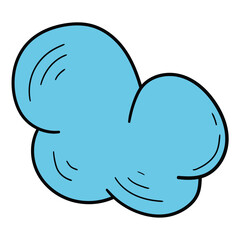 Hand-drawn cartoon blue cloud on a white background.