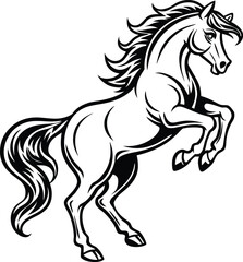 Obraz premium Rearing Horse Illustrations, Abstract, Silhouette, and Realistic Equine Art