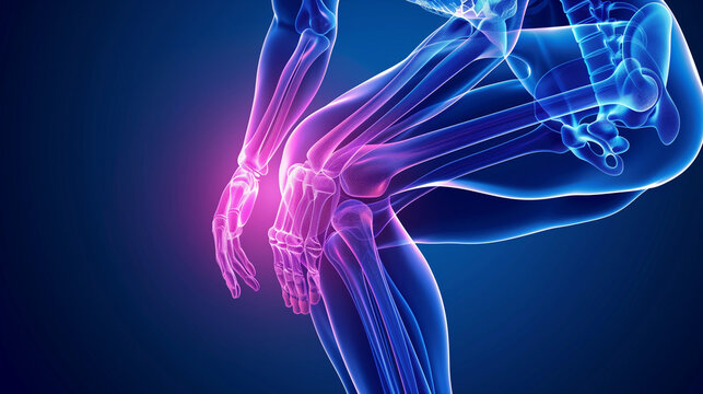 X ray style 3D Rendering - Severe pain in the joints - Rheumatism and arthrosis