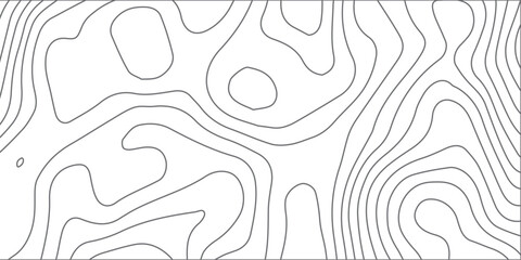 Abstract contour topographic map seamless illustration with mountain terrain relief, black and white elevation lines, minimal design