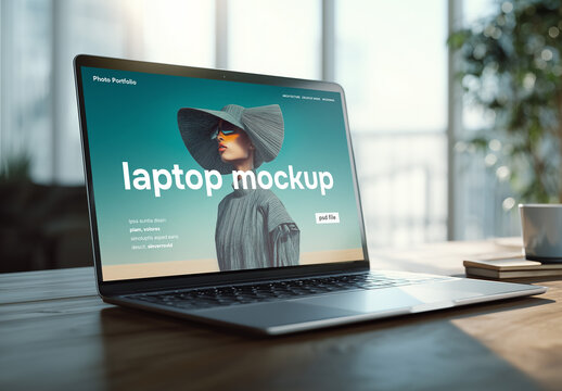Modern laptop on a desk mockup