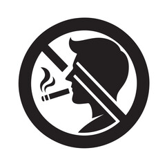 Smoking Prohibited Sign Outline – Minimal Black & White Symbol
