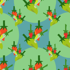 Colorful vegetable pattern with circular background design, great for textiles, eco products, wallpapers, and packaging projects.