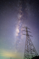 high voltage tower at night © 15mituna