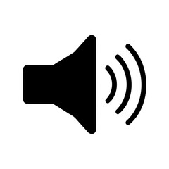 Speaker volume icon with radiating waves, sound level indicator concept