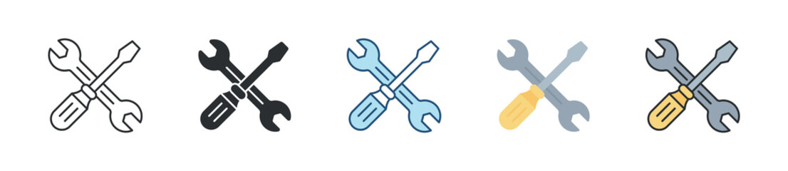 Tools Icon Set Multiple Style Collection