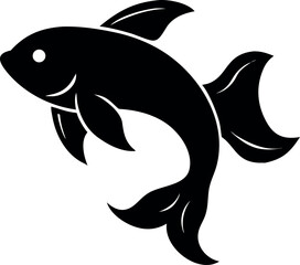 Obraz premium goldfish swimming in side view with flowing tail .