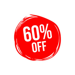Vector Illustration 60 Percent Off Banner. Modern Red Web Label