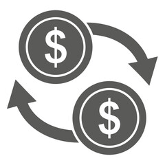 Money Exchange Icon with Dollar Coins currency