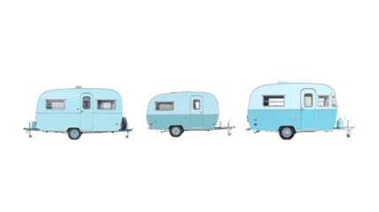 Blue caravan on transparent background png