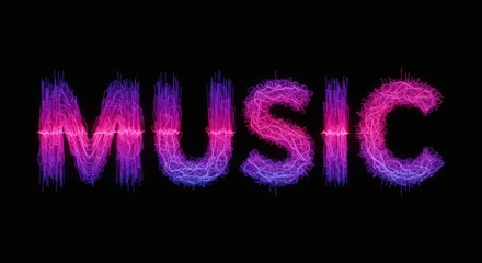 Electric Music Pink and Purple Sound Wave Letters on Black.
