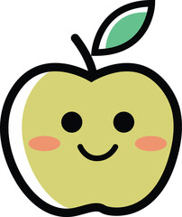 A cute and funny smiling apple cartoon character with a vector illustration.