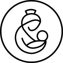 nurse and baby icon illustration of a hot black-and-white 